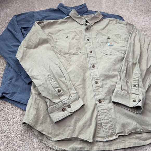 Carhartt Shirts Mens XXL Rugged Flex Relaxed Fit Midweight Canvas Work Lot of 2 - Picture 3 of 13